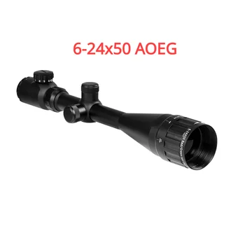 6-24x50 AOEG Taktik Tüfek Kapsam Yeşil kırmızı nokta ışık Keskin Nişancı Dişli Avcılık Optik Sight Spotting Kapsamı Tüfek Avcılık için