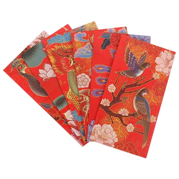 6 Adet Dekoratif Kırmızı Paket Festivali Zarflar Yeni Yıl Paketleri Çin Ay Kağıt Cepler Tarzı