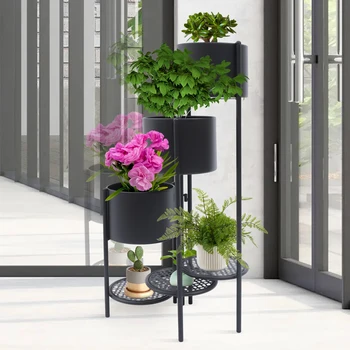 6 Katmanlı Metal Bitki Standı Saksı çiçek rafı sergileme rafı Tutucu Raflar Kapalı / Açık Oturma Odası Veranda Bahçe