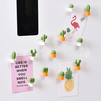 6 adet / takım 3D Sevimli Etli Bitki Mesaj Panosu Ve Hatırlatma Mutfak buzdolabı mıknatısı Düğmesi Kaktüs Dekorasyon Gadget Aracı
