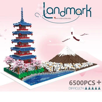 6500 adet Meydan Mini Blokları Ünlü Mimari Montaj yapı tuğlaları Sakura Montaj Oyuncaklar Çocuklar için Hediye Kız Mevcut 7829