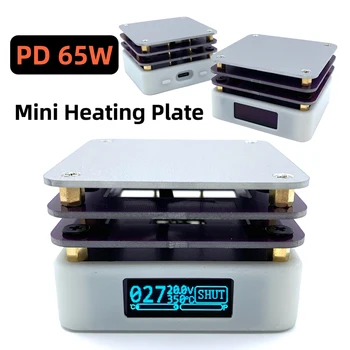 65W PD Protokolü Sıcak Plaka Ön ısıtıcı OLED Ekran Baskılı devre Lehimleme Isıtma Plakası USB Tip-C Arayüzü ile