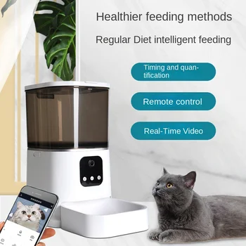 6L otomatik evcil hayvan besleyici Video Kamera Sürümü Otomatik kedi maması Dağıtıcı Aksesuarları Akıllı Kontrol Evcil Hayvan Besleyici Kediler Köpek İçin Kuru Gıda