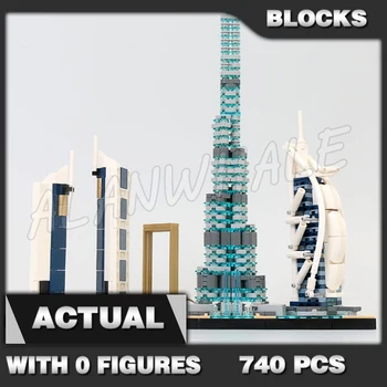740 adet Mimari Skyline Dubai Jumeirah Emirates Kuleleri Otel Çeşme Çerçeve 20019 Yapı blok oyuncaklar İle Uyumlu Model