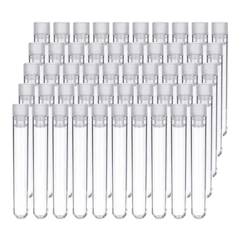 800 Adet Şeffaf Plastik Test Tüpleri Beyaz döner kapaklı şişeler Örnek Kapları Şişeler İtme Kapakları 12X75mm