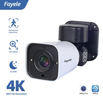 8MP 4K IP PTZ Kamera 5X Zoom İnsansı Algılama IR 50M Açık H. 265 CCTV RTSP AI Sokak Güvenlik POE 5MP Bullet Kamera XMeye