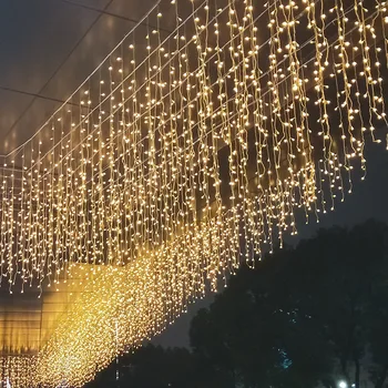AB Tak Noel Çelenk LED Perde Icicle Dize Aydınlatma Düşüş 0.4-0.6 m Açık Bahçe Sokak Tatil Aydınlatma Dekoratif