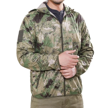 ABD sıcak satış erkekler yaz taktik ceket açık ışık çabuk kuruyan kamp balıkçılık ceket askeri Camo kapşonlu güneş koruyucu giyim