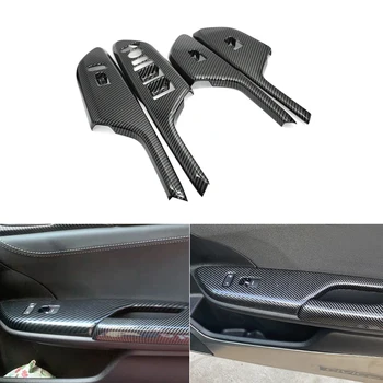 ABS Karbon Fiber İç Kapı Kol Dayama Cam Düğmesi Dekoratif Modifikasyonu İçin Trim Kapakları Honda Civic 10th 2017 2018 2019 2020