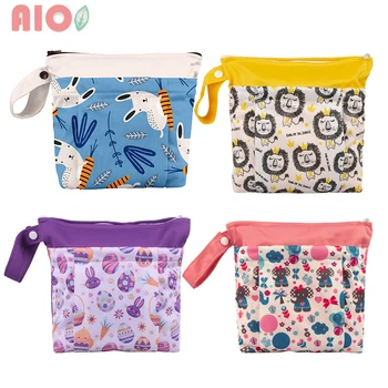 AIO 1 Pcs 23*23 cm 3D su geçirmez çanta ıslak kuru çanta ile iki fermuarlı bebek bezi çantası bez çanta su geçirmez kullanımlık yıkanabilir
