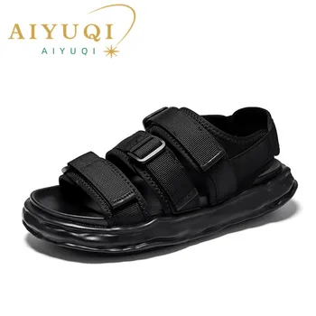 AIYUQI erkek Sandalet 2023 Yeni Yaz Giyim Spor Ayakkabı Sandalet Erkekler Kalın Tabanlar Kaymaz plaj sandaletleri Erkekler