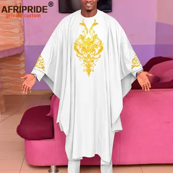 Afrika Geleneksel Giyim Erkekler için Nakış Agbada Elbise Gömlek ve pantolon seti Dashiki Kıyafetler Düğün Akşam için A2316037