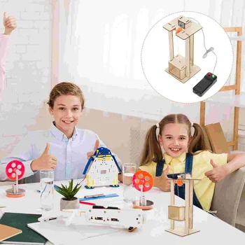 Ahşap Asansör Asansör DIY El Sanatları Yapımı Okul Öncesi Erken Eğitim öğretici oyuncaklar Çocuklar Çocuklar için