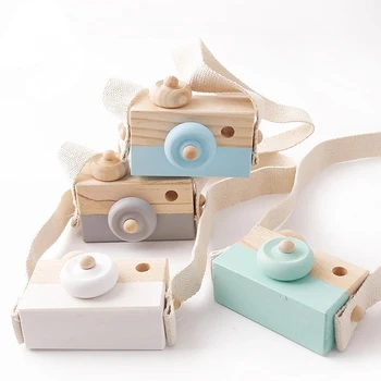 Ahşap Moda Kamera bebek oyuncakları Kolye Bebek Blok Montessori Oyuncaklar Çocuklar için Ahşap DIY Hediyeler Hemşirelik Hediyeler Açık Oyuncaklar