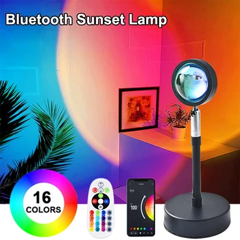 Akıllı Bluetooth Günbatımı Lamba Projektör 16 Renk APP Uzaktan Kumanda Gece ışıkları ev yatak odası duvar dekoru Fotoğraf Aydınlatma