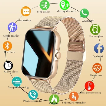 Akıllı saat Kadın Erkek Kan Basıncı Bluetooth Su Geçirmez Saatler Bağlı Smartwatch paslanmaz çelik tel örgü Kemer Reloj Mujer