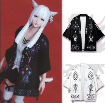 Ala Mhigo Baskı Hırka Japon Kimono Haori Yukata Cosplay Kadınlar / Erkekler kimono Yaz Gömlek Kısa Kollu Streetwear Gevşek