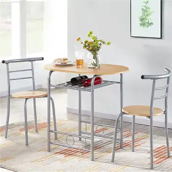 Alden Tasarım Yuvarlak Masa ve 2 Sandalyeli 3'lü Modern Yemek Takımı, Çoklu Renkler