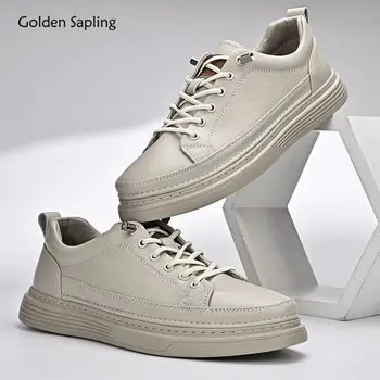 Altın Fidan Hakiki Deri gündelik erkek ayakkabısı Yeni Varış Eğlence Erkek Ayakkabı Rahat Sürüş Flats Kaykay Ayakkabı