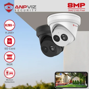 Anpviz 8MP POE IP Taret Kamera Açık Gece Görüş 30m CCTV Video Gözetim IP67 Max 512GB SD Kart Hareket Algılama 2.0