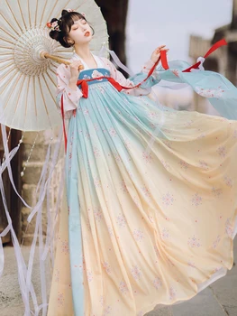 Antik Stil Tang Sistemi Günlük Süper Peri Zarif 6 Metre Koymak Antik Elbise Yaz Orijinal Hanfu Kadın Göğüslü Etek Takım Elbise