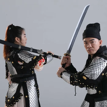 Antik Çin Silahlı Ejderha Ölçekli Zırh Han Hanedanı Bölünmüş Ejderha Ölçekli Deri erkek ve kadın Evrensel 10 kg Set
