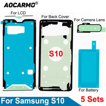 Aocarmo 5 adet / grup Samsung Galaxy S10 SM-G9730 lcd ekran Arka Arka Pil Kapağı Su Geçirmez Yapışkanlı Etiket Tutkal