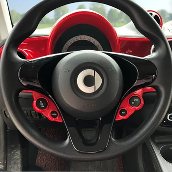 Araba direksiyon Düğmesi Dekorasyon Kapak Koruma Sticker İç Şekillendirici Aksesuarları Mercedes Smart 453 İçin fortwo forfour