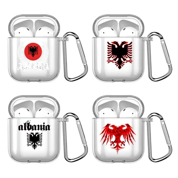 Arnavutluk Arnavutlar Bayrağı İçin Kanca İle Airpod Pro 3 Pro2 Şeffaf Kapak Aksesuar silikon kılıf Apple Airpods için 2 1 Kulaklık Kılıfları