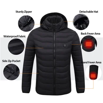 Açık elektrikli ısıtmalı ceketler erkekler kadınlar Tüy aşağı pamuk soğutma ceket kış artı boyutu termal sıcak ded Giyim