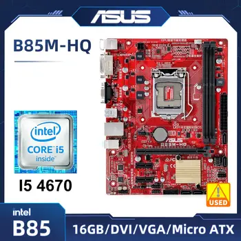 B85 Anakart kiti ile Çekirdek i5 4670 cpu ASUS B85M-HQ Anakart seti LGA 1151 2×DDR3 16GB PCI-E 3.0 M. 2 SATA III ATX