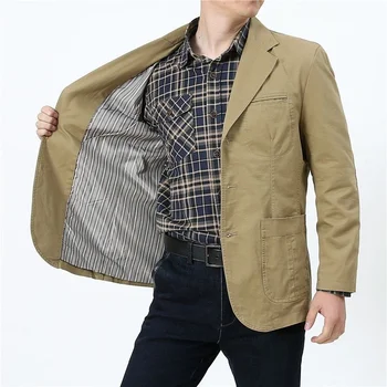 Bahar Sonbahar Pamuk Erkekler Ceketler Smart Casual Blazers Suits