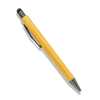 Bambu ahşap Tükenmez Kalem Kapasitif Dokunmatik Ekran Yuvarlak Ucu Masa Stylus Dokunmatik Kalemler Ofis Kırtasiye Promosyon Hediyeler
