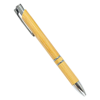 Bambu ahşap tükenmez kalem İki Satır Basit Şekil İş Hediyeler Reklam Promosyon Kalemler Öğrenci Kırtasiye Ofis Malzemeleri
