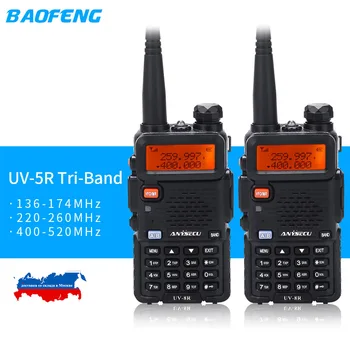 BaoFeng UV-5R Tri-Band BF-R3 UV-5RX3 Walkie Talkie 136-174 MHz 220-260 MHz 400-520 MHz Amatör Ham El Taşınabilir (2 adet)