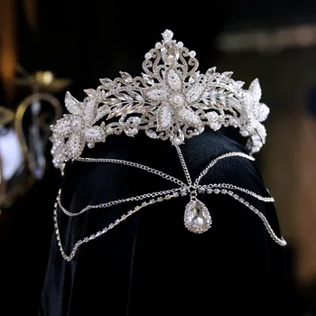 Barok Lüks Gelin saç tacı Doğum Günü Taç Retro düğün elbisesi Takı Aksesuarları saç tokası Moda Hairwear Kadınlar Klasik