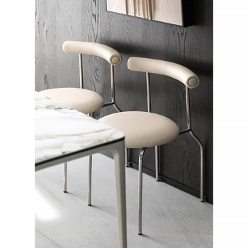 Basit ve Modern ortaçağ tarzı İskandinav ifade ışık lüks Metal deri yemek sandalyesi ofis ev oturma odası mobilya