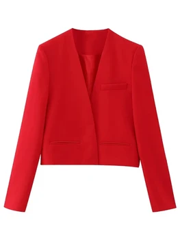 Bayanlar 2023 Yeni Rahat V Yaka Uzun Kollu Kırmızı Blazer Pantolon Kız Moda Yüksek Bel Düz Pantolon Dış Giyim Femme
