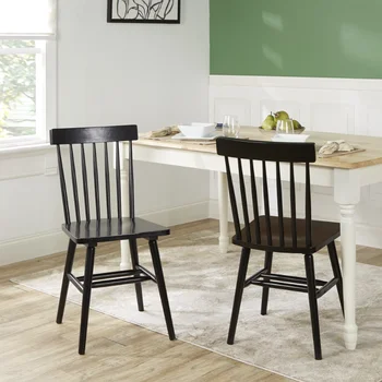 Better Homes & Gardens Gerald Klasik Siyah Ahşap Yemek Sandalyeleri, 2 yemek sandalyesi mobilya seti