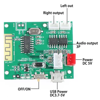 Bluetooth 5.0 Amplifikatör Kurulu Mini 5W * 2 Stereo Güç Amplifikatörü Dekoder Ses Modülü