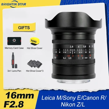 Brightin Yıldız 16mm F2.8 Tam Çerçeve Ultra geniş Açı Kamera nikon için lens Z Sony E Canon RF EOS R Leica L Sigma L Leica M Kamera