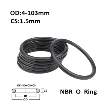CS 1.5 mm OD 4~103mm Siyah NBR O Ring Conta Conta Nitril Bütadien Kauçuk Spacer Yağ Direnci Yıkayıcı Yuvarlak Şekil
