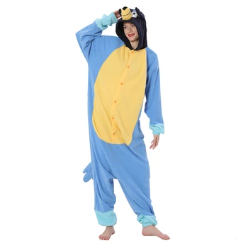 Cadılar bayramı Onesie Mavi Köpek Hayvan Kigurumi Pijama Yetişkin Çocuk Pijamas Karikatür Tulum Pijama Anime Cosplay Kostüm XXL
