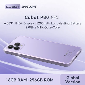 Cubot P80, 2023 Yeni Küresel Sürüm Akıllı Telefon, 8GB RAM, 256GB ROM, NFC, 6.583 inç FHD + Ekran, 48MP + 24MP, Android 13, 5200mAh