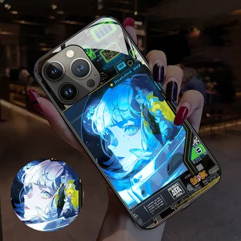 Cyberpunk Anime led ışık parlayan ışık Temperli Cam telefon kılıfı için OnePlus 6T 7 7T 8 8T 9 9R 10 Ace Nord 2 CE N10 N200 Pro