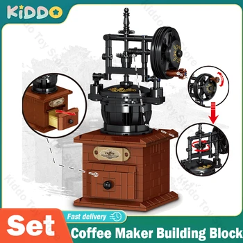 DIY Kahve Makinesi Yapı Taşları Yaratıcı Serisi Vintage Klasik Kahve Makinesi Masaüstü Dekorasyon Tuğla Çocuk Oyuncakları Yetişkinler için