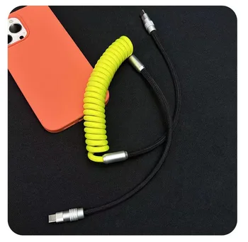DIY Süper Hızlı şarj kablosu El Yapımı Geek Bahar şarj kablosu Alüminyum Veri Kablosu iPhone14 Pro Max Xiaomi Samsung Galaxg