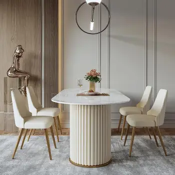 Daire Kaya kurulu yemek masası Modern ışık lüks yemek masası ve sandalye büyük Villa İskandinav basit mutfak mobilyası