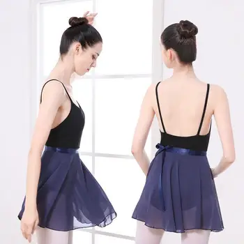 Dans Bale Etek Yetişkin Çocuklar için Şifon Saf Renk Çiçek Baskı Uygulama Dans Elbise Kadın Bale Elbise