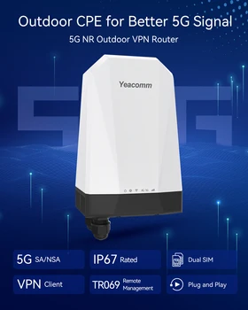 Destek SA / NSA Su Geçirmez IP67 Yeacomm Açık 4G 5G CPE Router ile Çift SIM Kart Yuvası ve POE Güç Kaynağı
